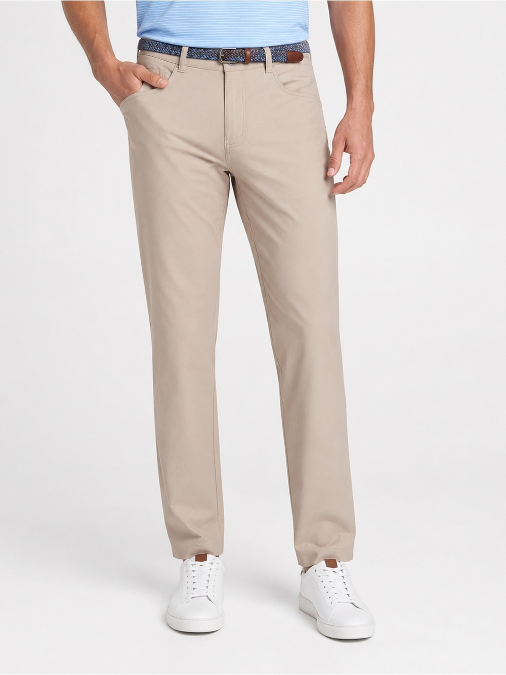Peter Millar EB66 Classic Fit Performance Pants Khaki Beige 34 Waist Hemmed 27
